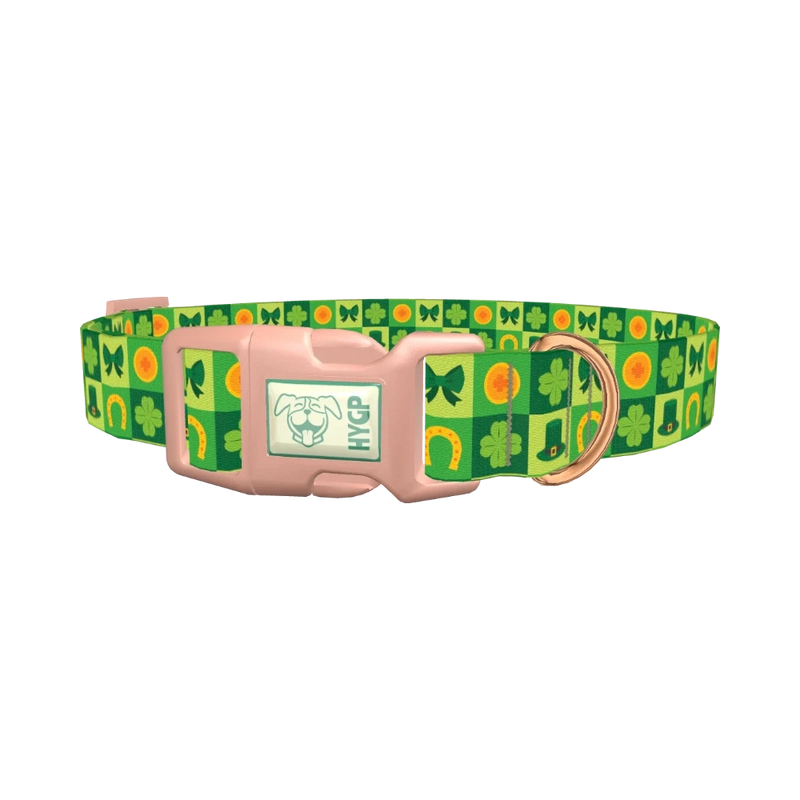 Shamrock Patchwork Dog Collar - plastic rose gold