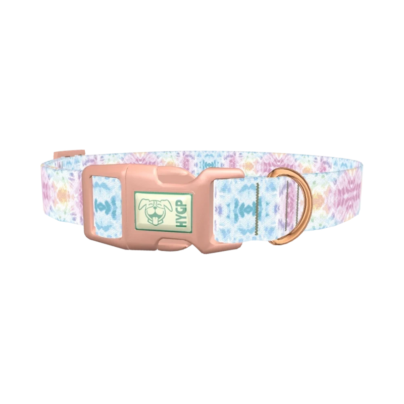 Pastel Tie-Dye Dog Collar - plastic rose gold