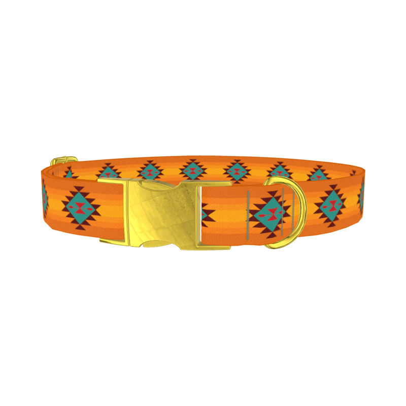Geometric Tribal Dog Collar - metal gold