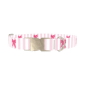 Striped Bow Dog Collar - metal silver