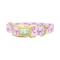 Pink Bow Design Dog Collar - plastic gold