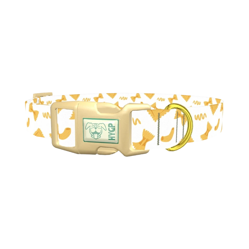 Pasta Pattern Dog Collar - plastic gold