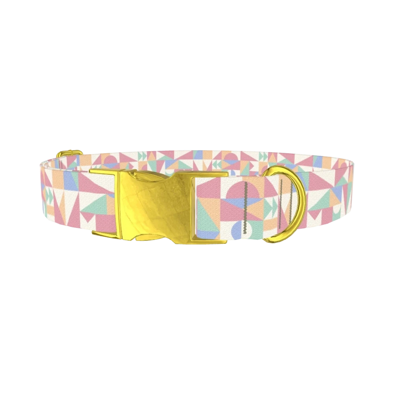 Geometric Pastel Dog Collar - metal gold