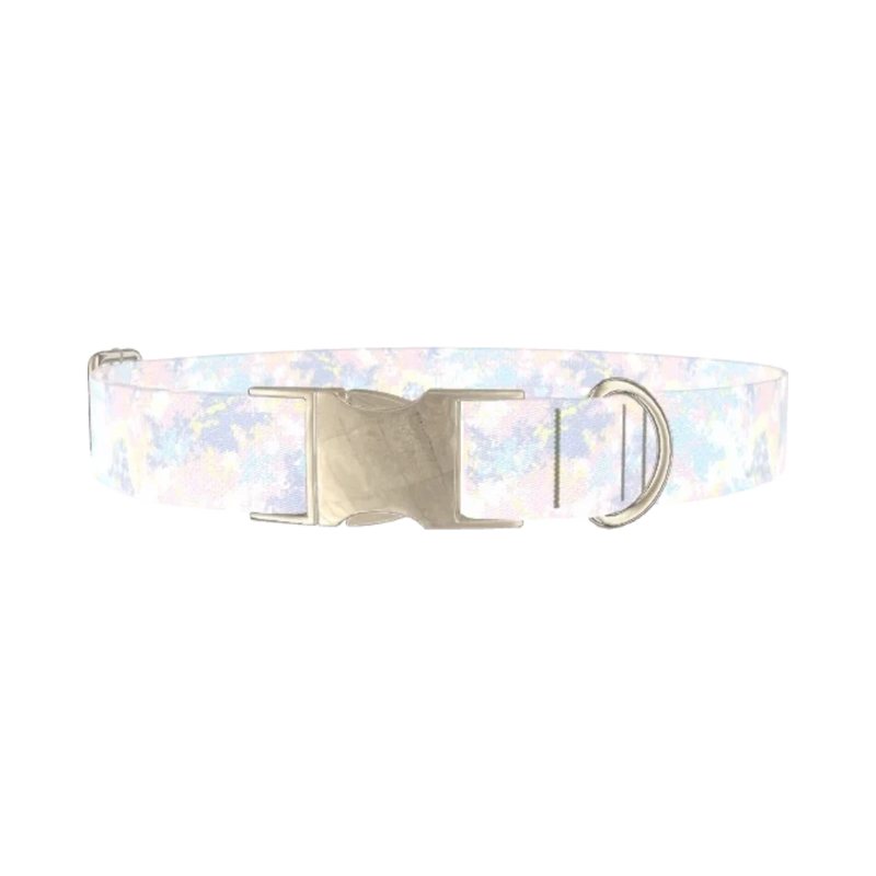 Pastel Paint Splatter Dog Collar - metal silver