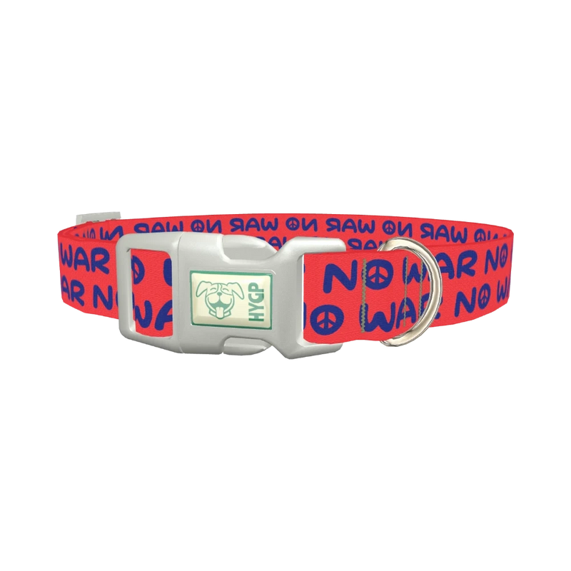 Peace Phrase Dog Collar - plastic silver