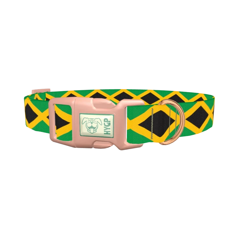 Jamaican Flag Dog Collar - plastic rose gold