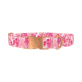 Pink Paint Splatter Dog Collar - metal rose gold