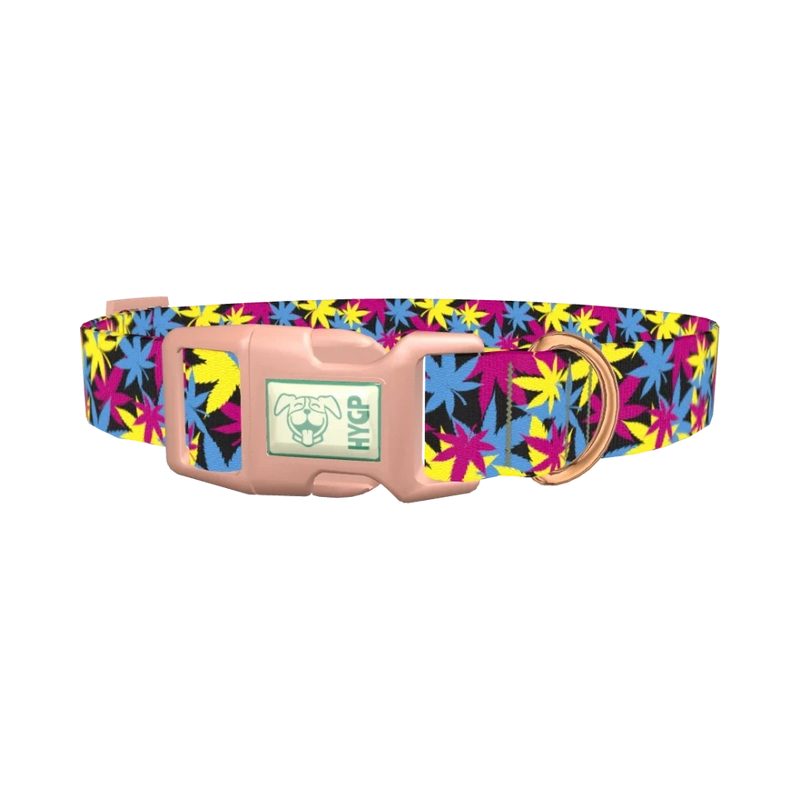 Colorful Leaf Pattern Dog Collar - plastic rose gold