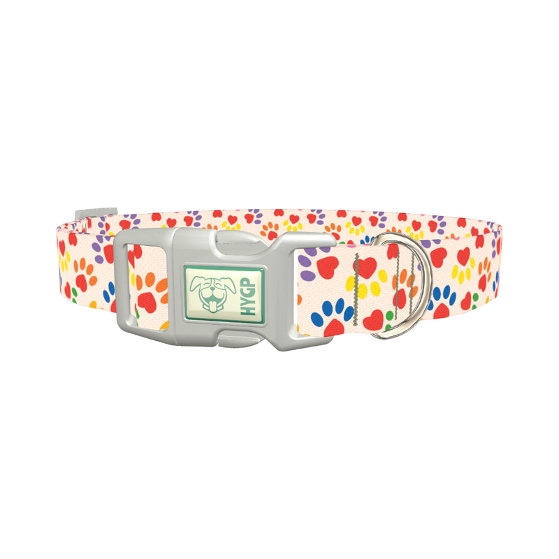 Heart Paw Dog Collar - plastic silver