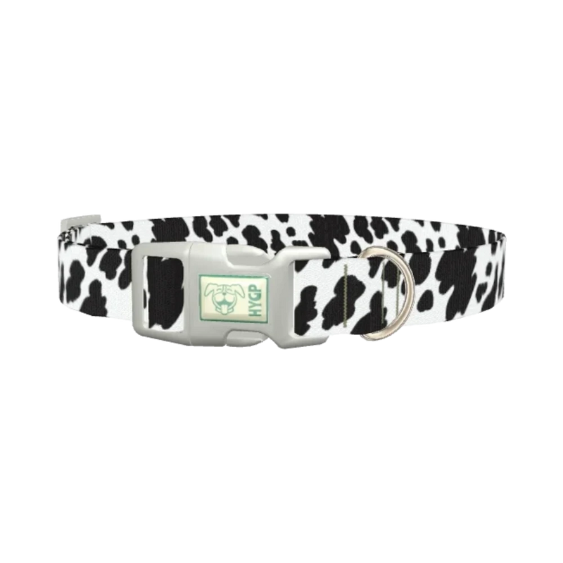 Cow Pattern Dog Collar - plastic silver