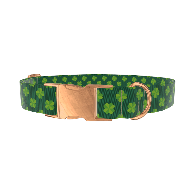 Chevron Clover Dog Collar - metal silver
