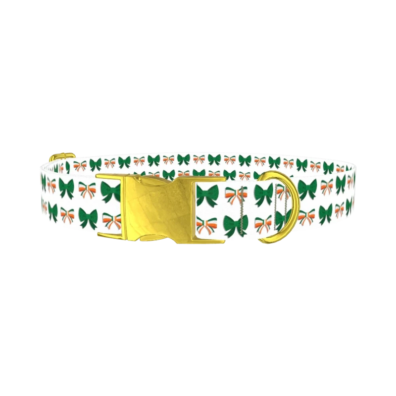 Irish Bow Pattern Dog Collar - metal gold