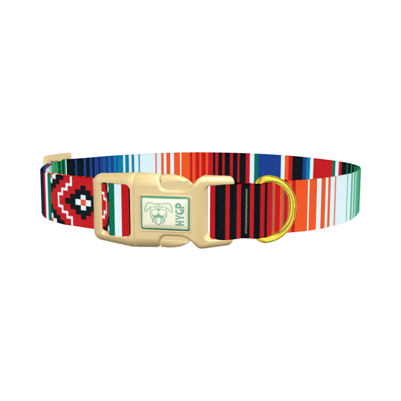 Mexican Stripe Pattern Dog Collar - plastic gold