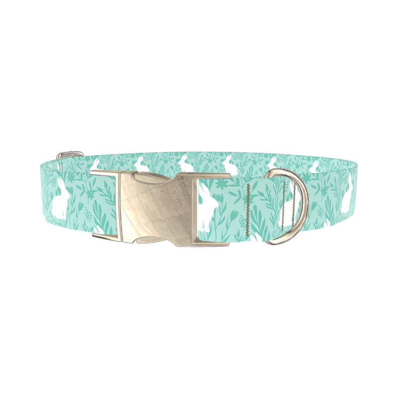 Wildflower Bunny Dog Collar - metal silver