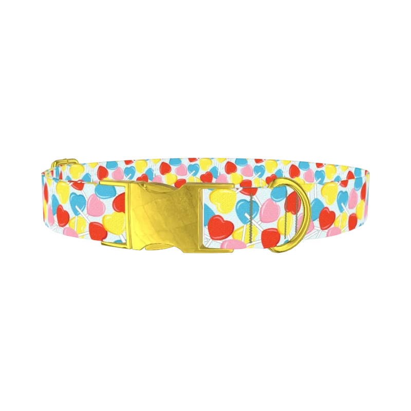 Candy Heart Dog Collar - metal gold