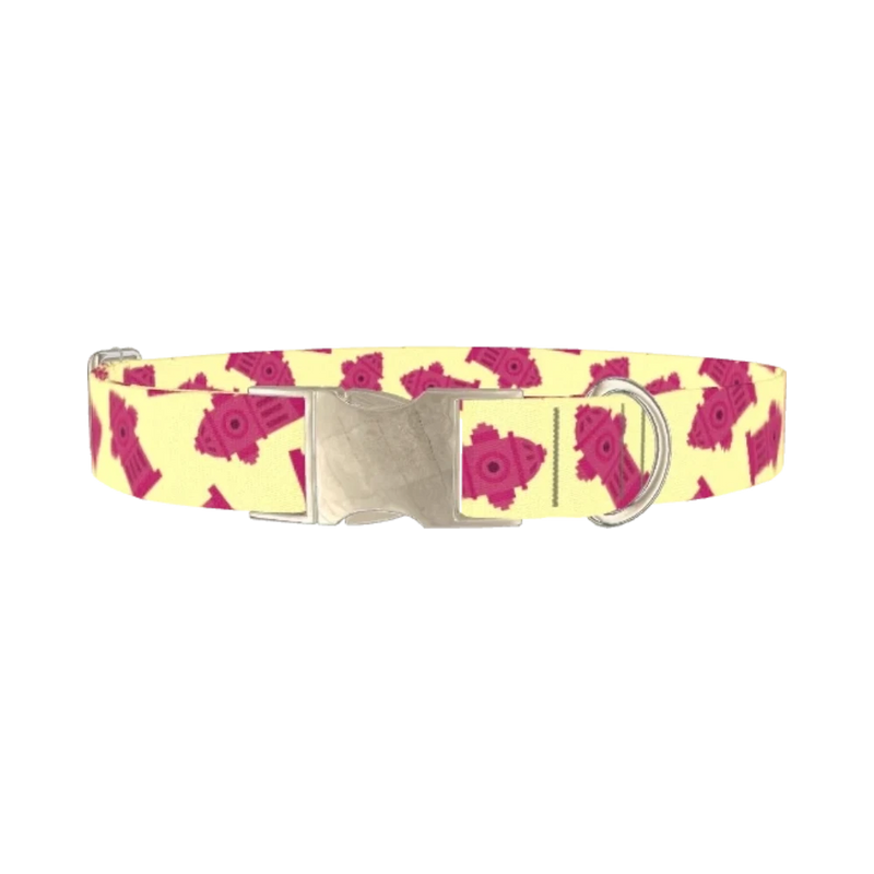 Hydrant Pattern Dog Collar - metal silver