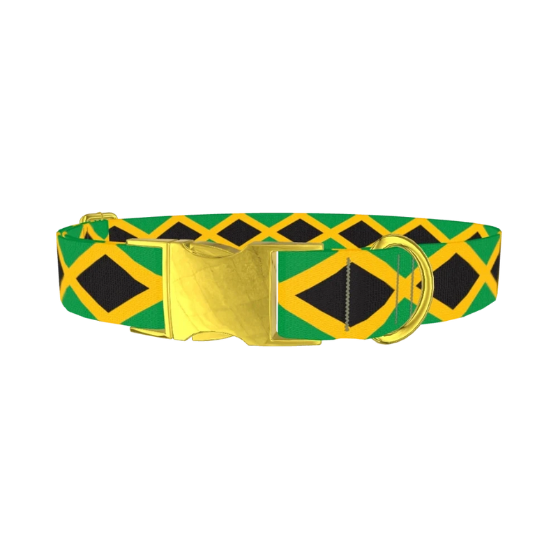 Jamaican Flag Dog Collar - metal gold