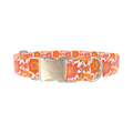 Orange Floral Burst Dog Collar - metal silver