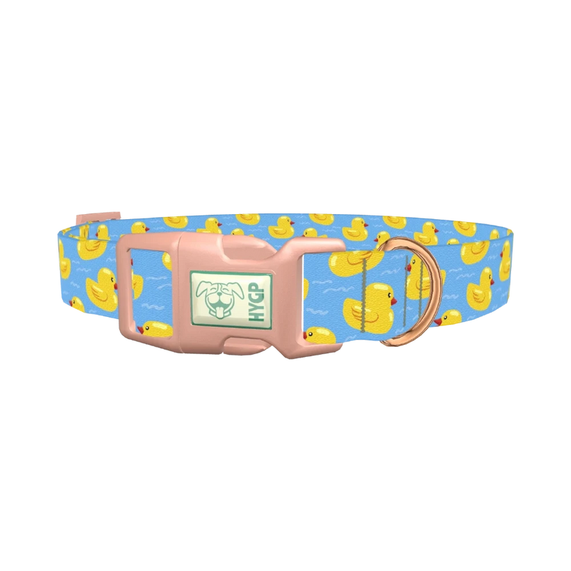 Yellow Duck Dog Collar - plastic rose gold