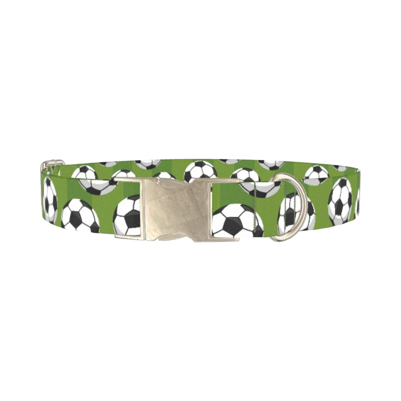 Soccer Ball Dog Collar - metal silver