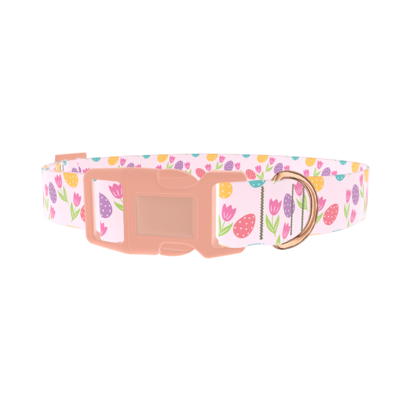 Easter Floral Dog Collar - plastic rose gold
