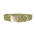 Moss Green Heart Dog Collar - metal silver