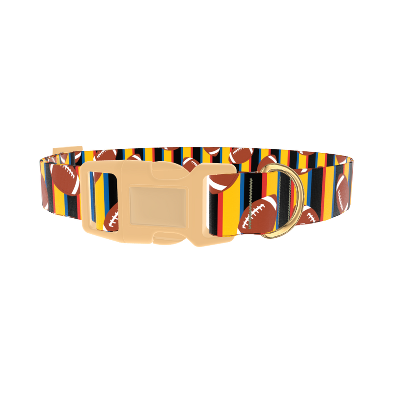 Striped Football Dog Collar - plastic gold
