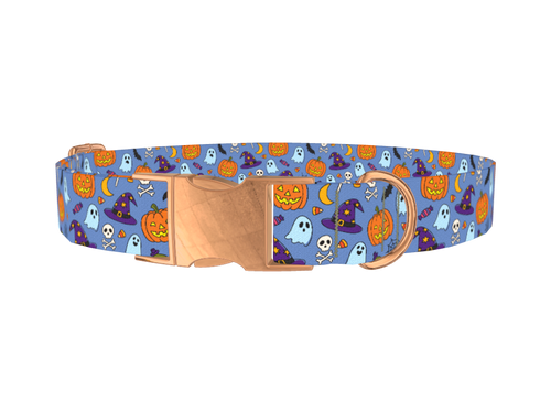 Blue Halloween Witch Hat Dog Collar