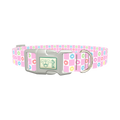 Floral Check Dog Collar - plastic silver