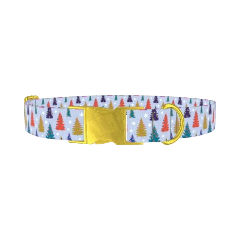 Christmas Tree Dog Collar - metal gold