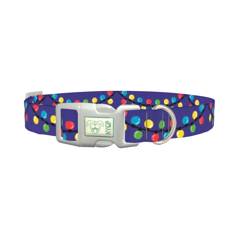 Christmas Lights Dog Collar - plastic silver
