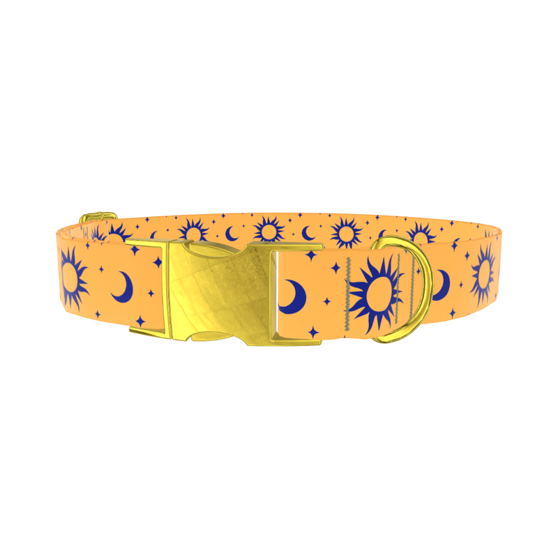 Mystical Sun and Moon Dog Collar - metal rose gold