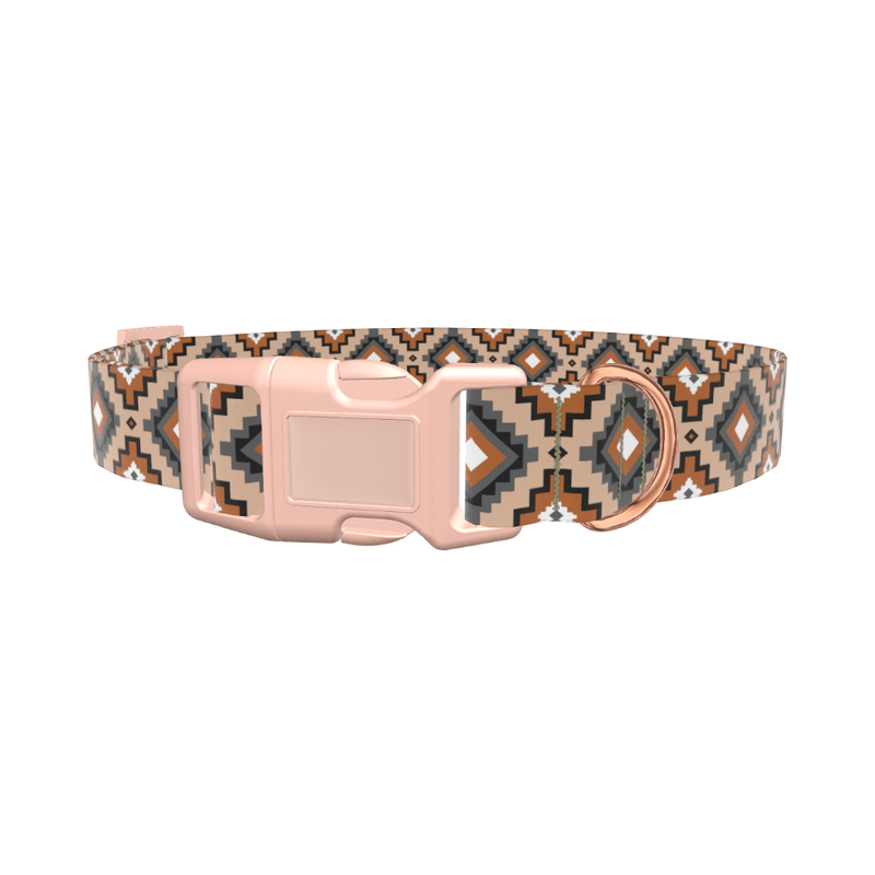 Brown Geometric Tribal Dog Collar - plastic gold