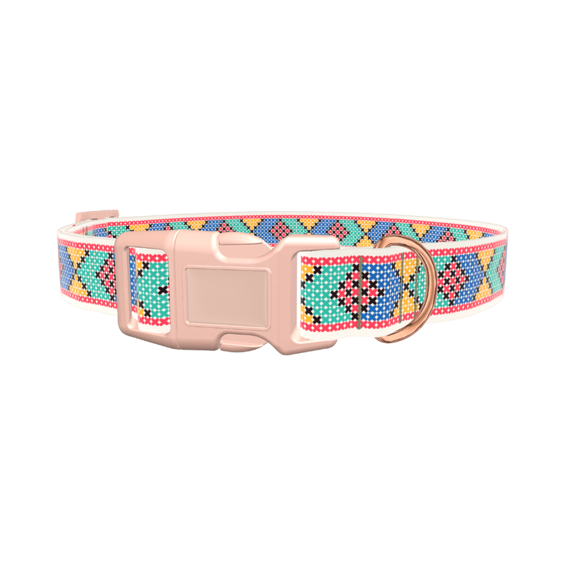 Geometric Pattern Dog Collar - plastic gold