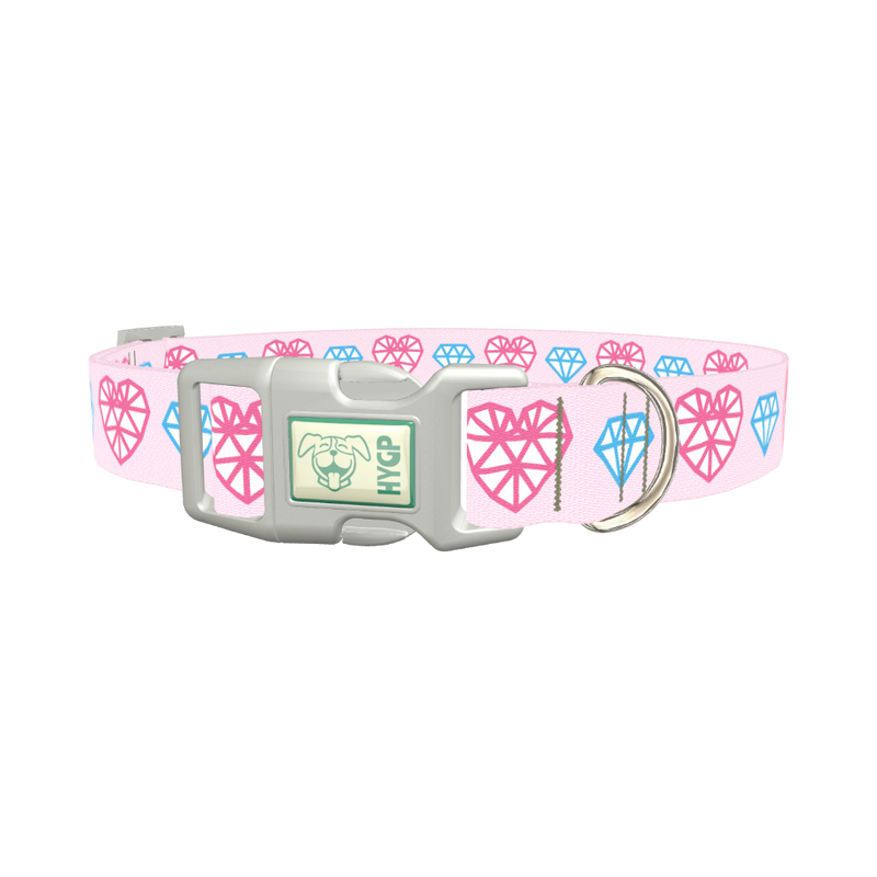 Diamond Heart Dog Collar - plastic silver