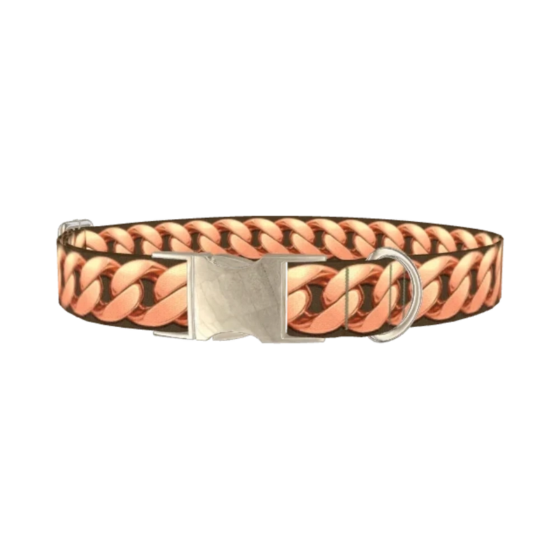 Rose Gold Chain Pattern Dog Collar - metal silver