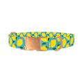 Blue Lemon Pattern Dog Collar - metal rose gold