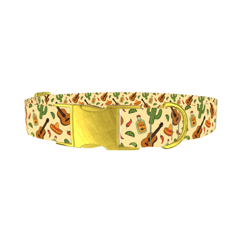 Mexican Fiesta Dog Collar - metal gold