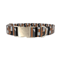 Geometric Stripe Dog Collar - metal silver