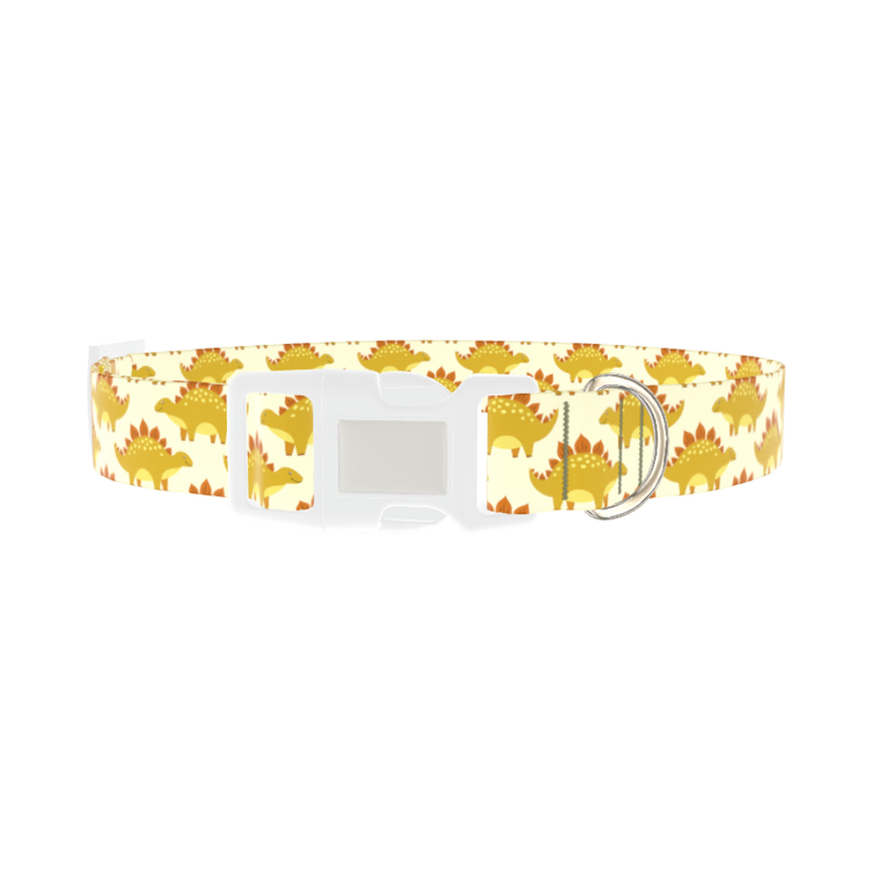 Yellow Stegosaurus Dog Collar - plastic silver