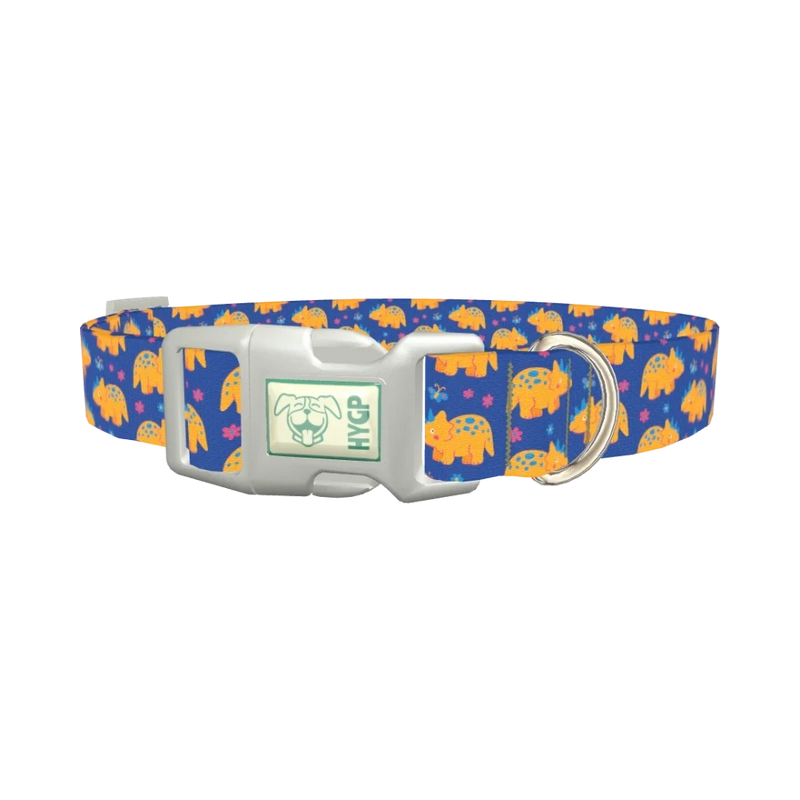 Dinosaur Print Dog Collar - plastic silver