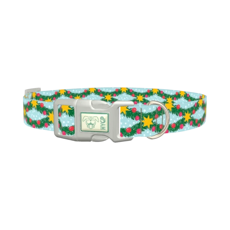 Christmas Branches Dog Collar - plastic silver