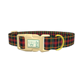 Plaid Christmas Dog Collar - plastic gold