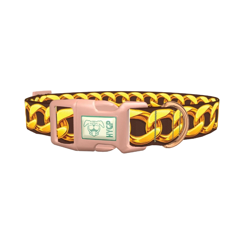 Golden Chain Pattern Dog Collar - plastic rose gold