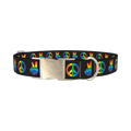Rainbow Peace Dog Collar - metal silver