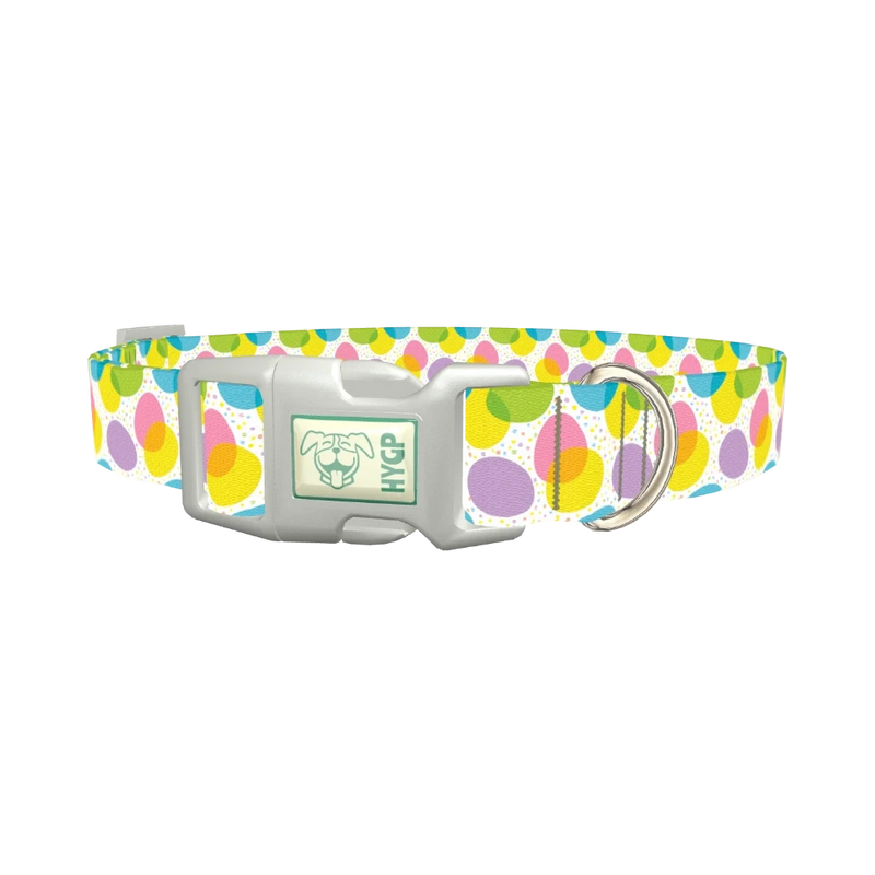 Colorful Easter Egg Pattern Dog Collar - plastic silver