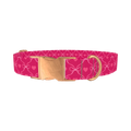 Pink Ribbon Heart Dog Collar - metal rose gold