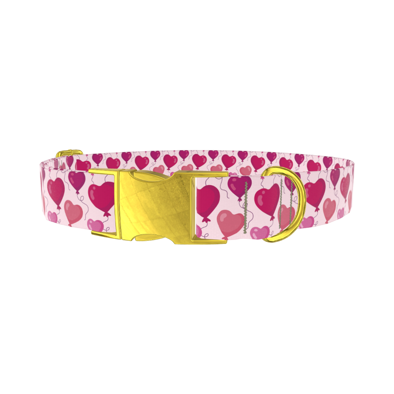 Heart Balloon Dog Collar - metal rose gold
