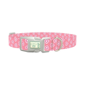 Pink Graphic Heart Dog Collar - plastic silver