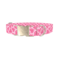 Pink Sketch Heart Dog Collar - metal silver